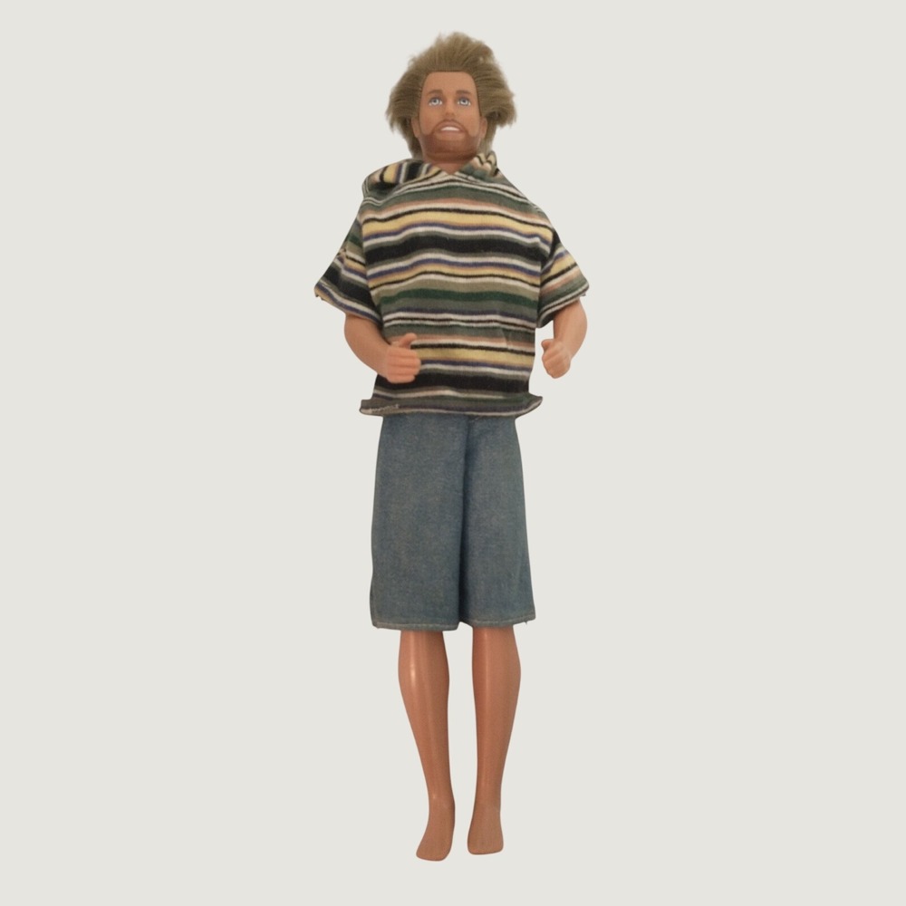 Vintage 1994 Shaving Fun Ken Doll Mattel 12956 Striped Hoodie Denim Shorts RARE
